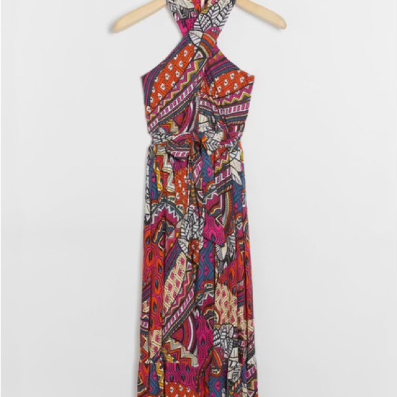 Mauve Dresses & Skirts - MAUVE by Anthropology multi colored halter neck maxi dress ⚠️discontinued⚠️